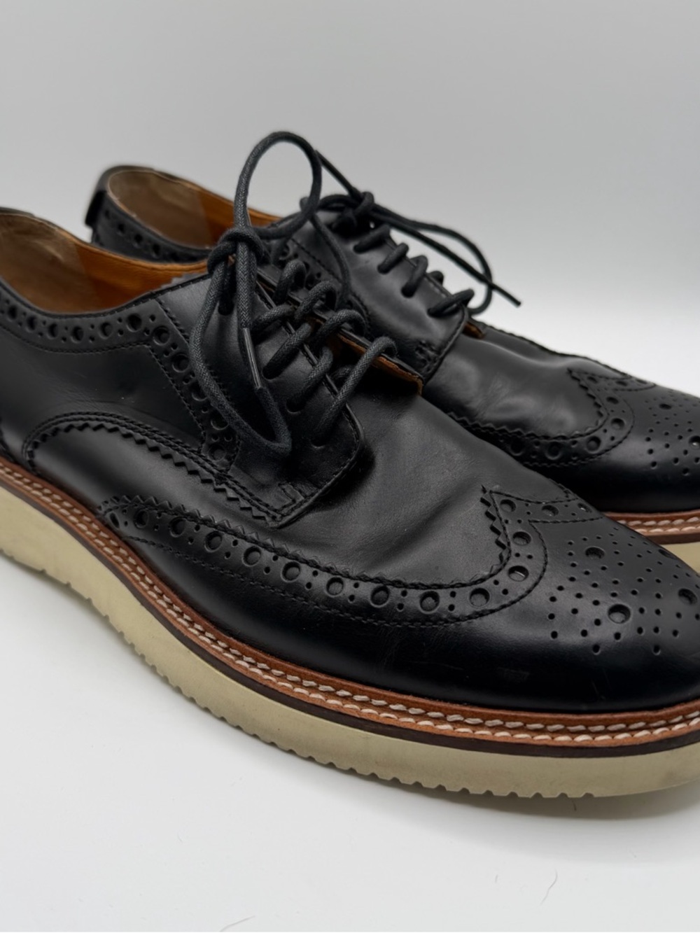 Sperry Gold Cup Wingtip Oxford Black Leather Vibram Sole Men’s 10.5M
